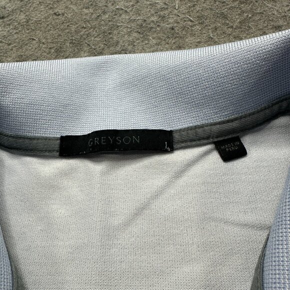 Greyson Polo Shirt Men L Blue Striped Golf Performance Stretch - Picture 6 of 13